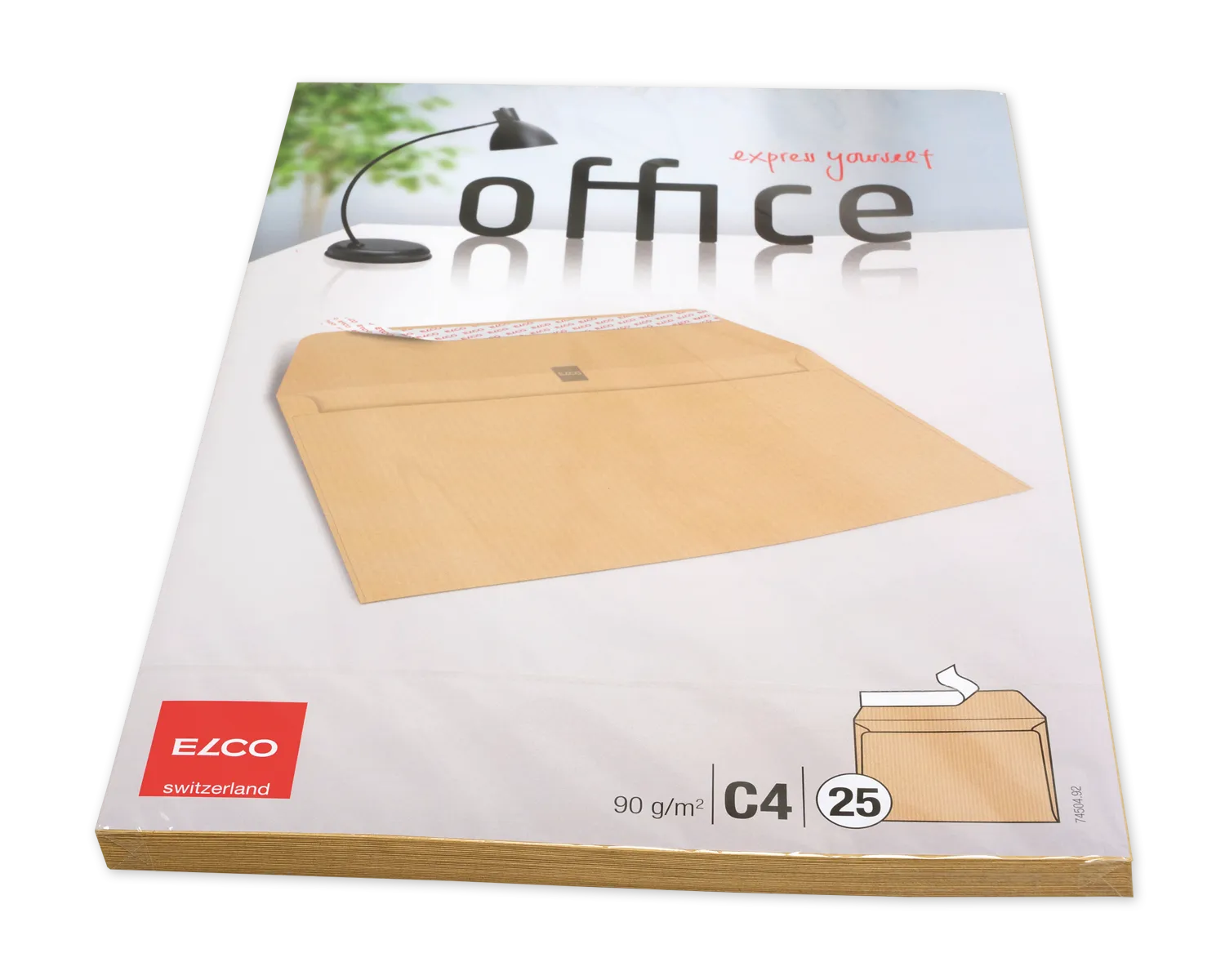 Enveloppe, ELCO Office, C4, Sans fen&ecirc;tre, Fermeture auto-adh&eacute;sive, 90g/m2, brun