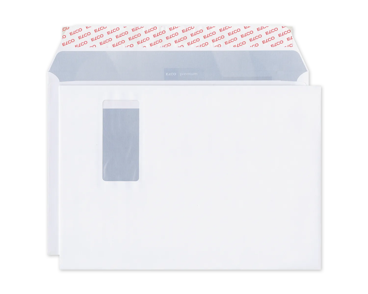 Couvert, ELCO Office, C4, Fenster Vorderseite rechts, Haftklebeverschluss, 120g/m2, weiss
