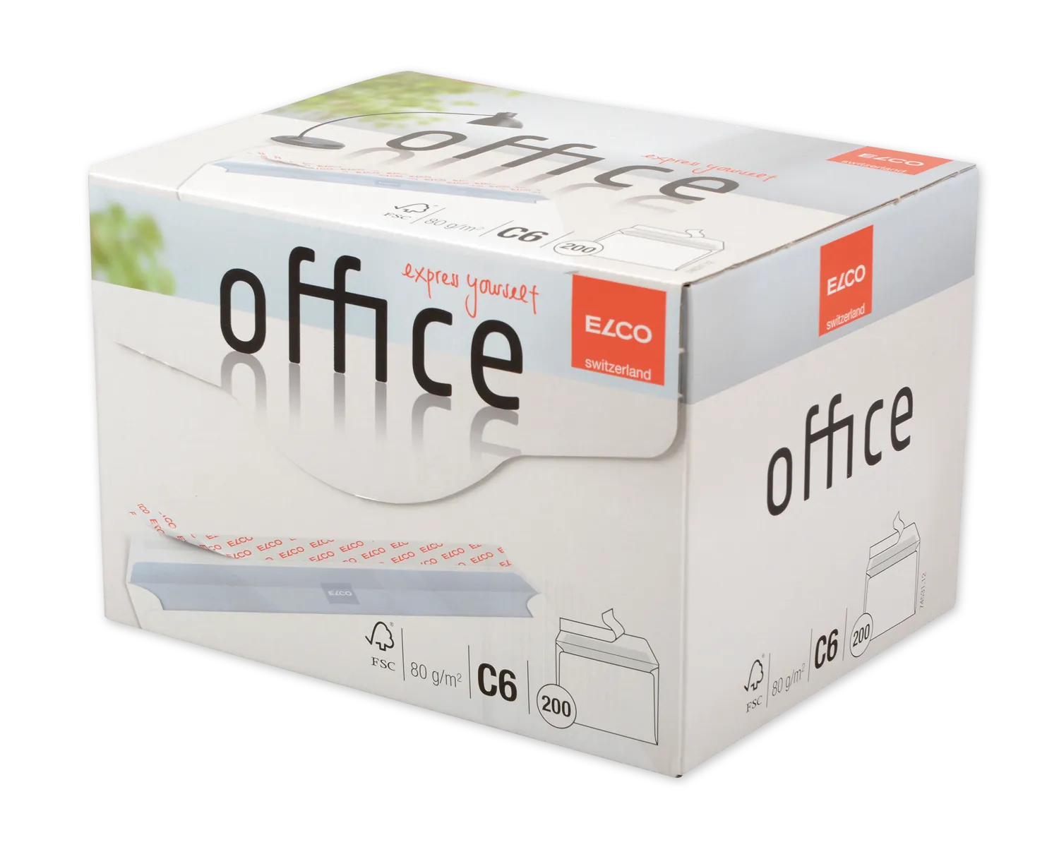 Couvert, ELCO Office, C6, ohne Fenster, Haftklebeverschluss, 80g/m2, weiss