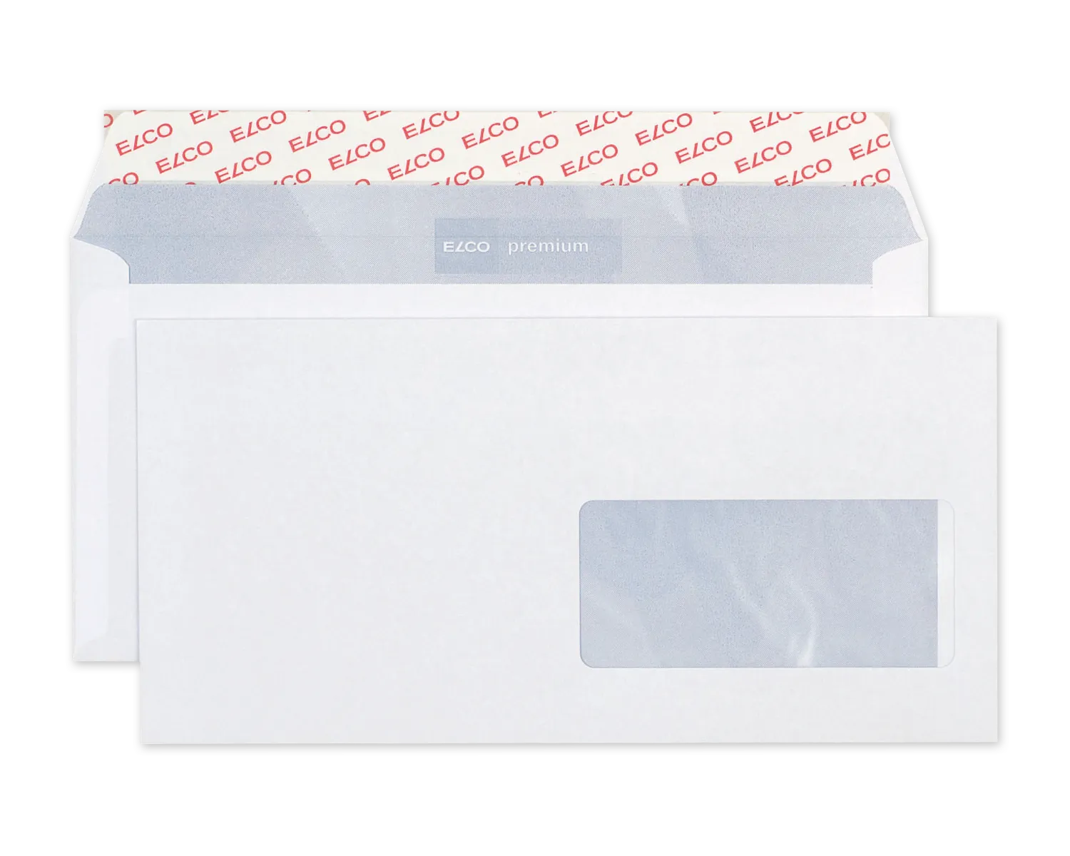 Couvert, ELCO Office, C5/6, Fenster Vorderseite rechts, Haftklebeverschluss, 80g/m2, weiss