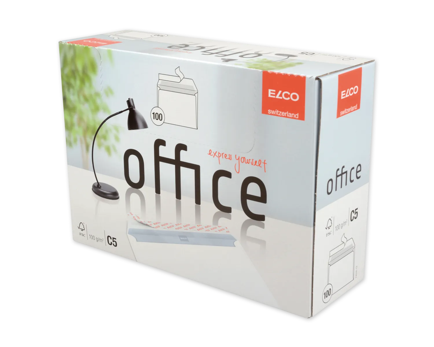 Couvert, ELCO Office, C5, ohne Fenster, Haftklebeverschluss, 100g/m2, weiss