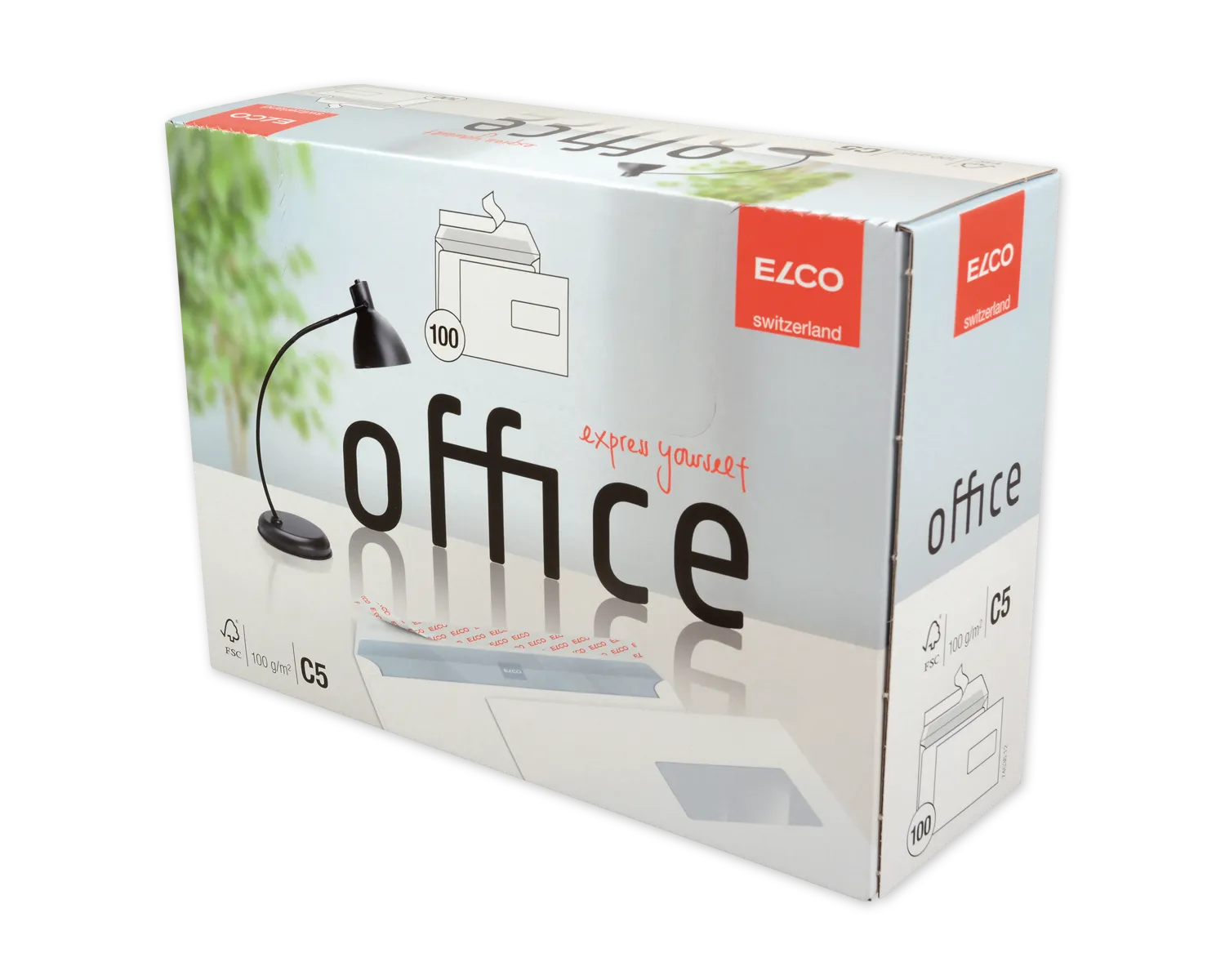 Couvert, ELCO Office, C5, Fenster Vorderseite rechts, Haftklebeverschluss, 100g/m2, weiss