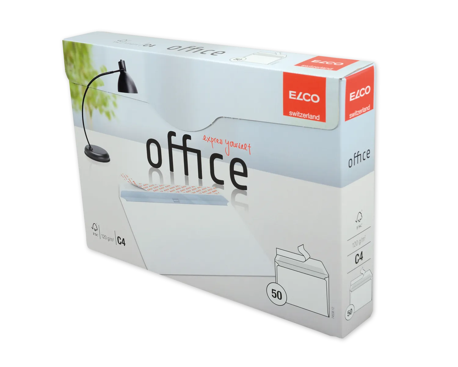 Enveloppe, ELCO Office, C4, Sans fen&ecirc;tre, Fermeture auto-adh&eacute;sive, 120g/m2, blanc