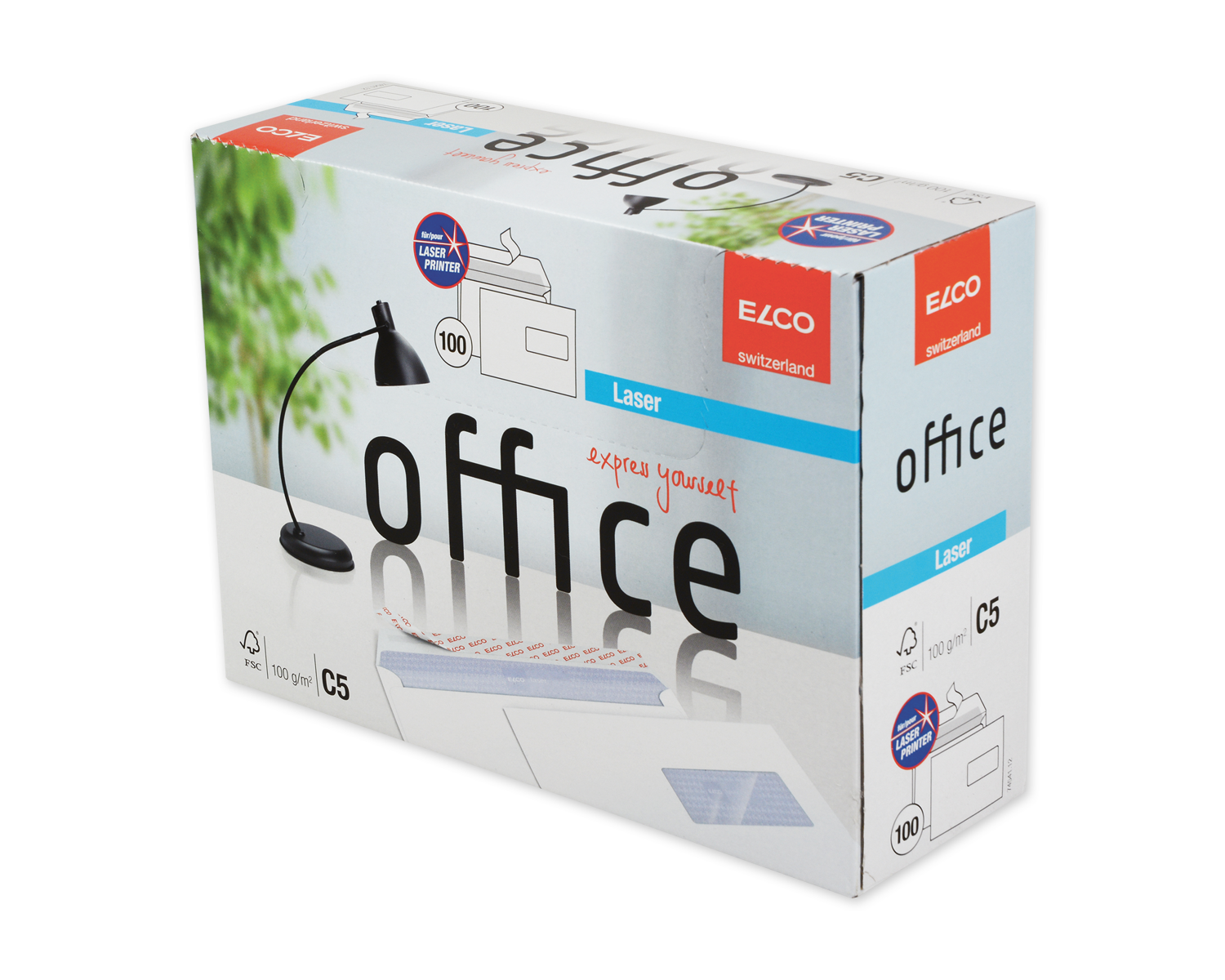 Image of Couvert, ELCO Office, C5, Fenster Vorderseite rechts, Haftklebeverschluss, 100g/m2, weiss