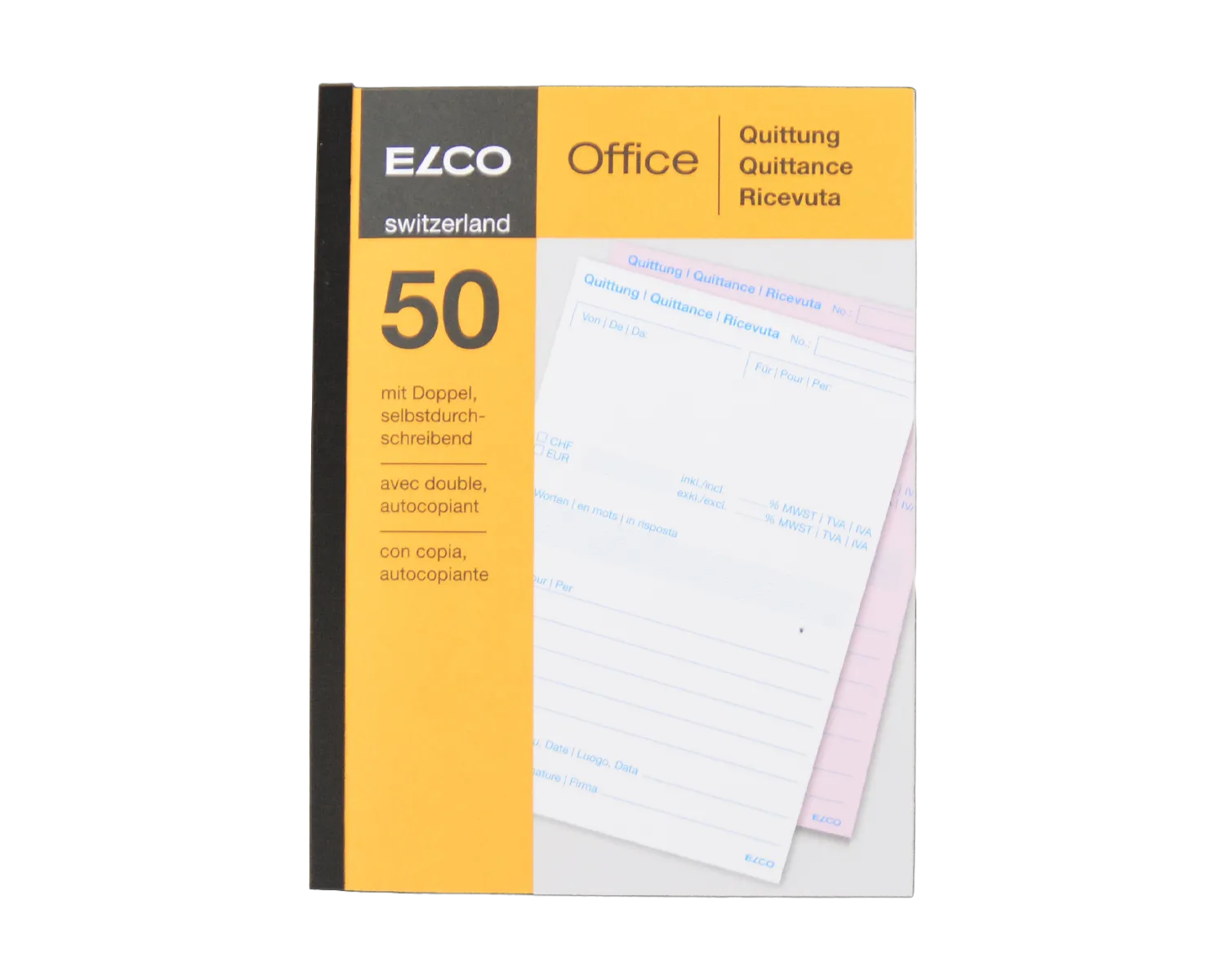 Durchschreibeblock, ELCO Office, A6, 56 + 57g/m2, gelb (Quittung)