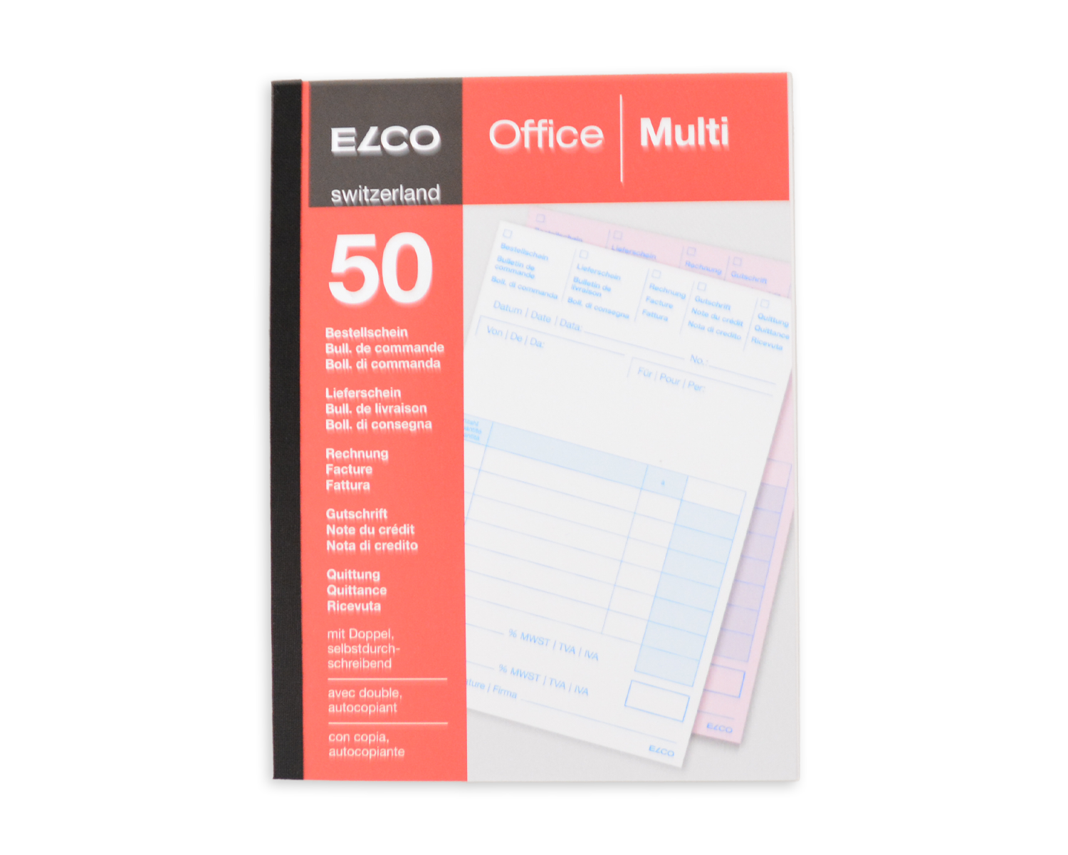 Image of Durchschreibeblock, ELCO Office, A6, 56 + 57g/m2, rot (Multifunktion)