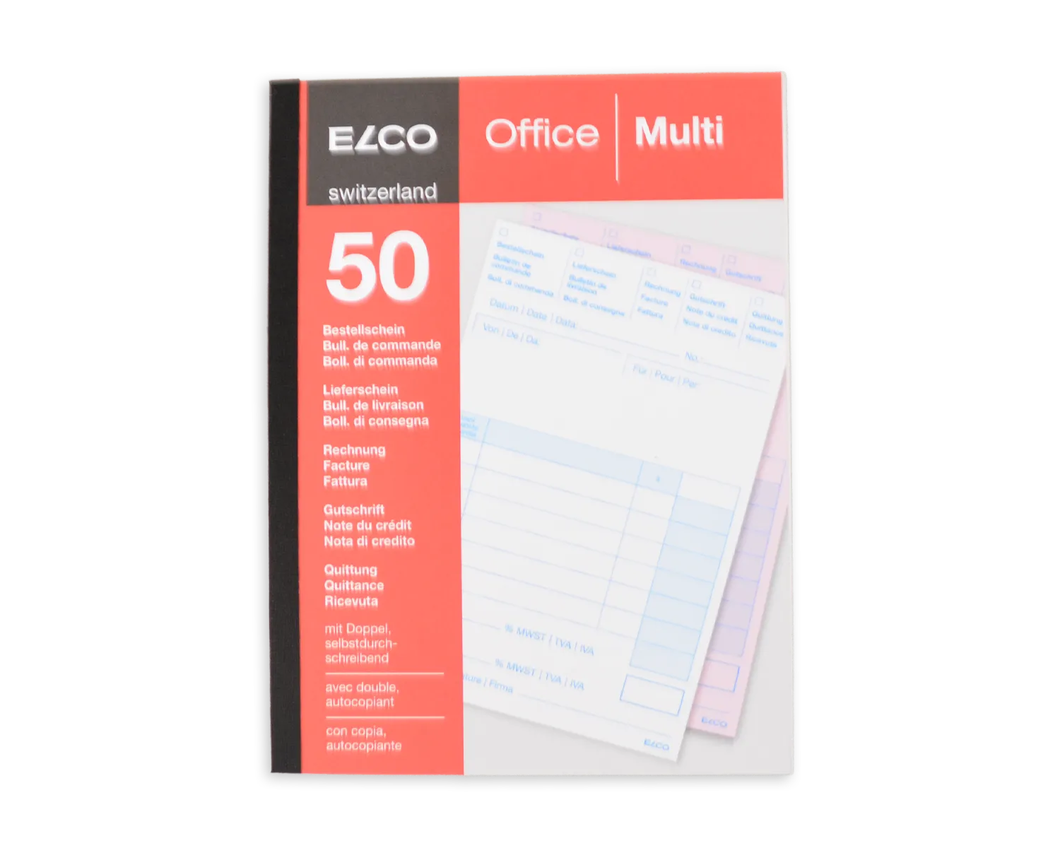 Durchschreibeblock, ELCO Office, A6, 56 + 57g/m2, rot (Multifunktion)