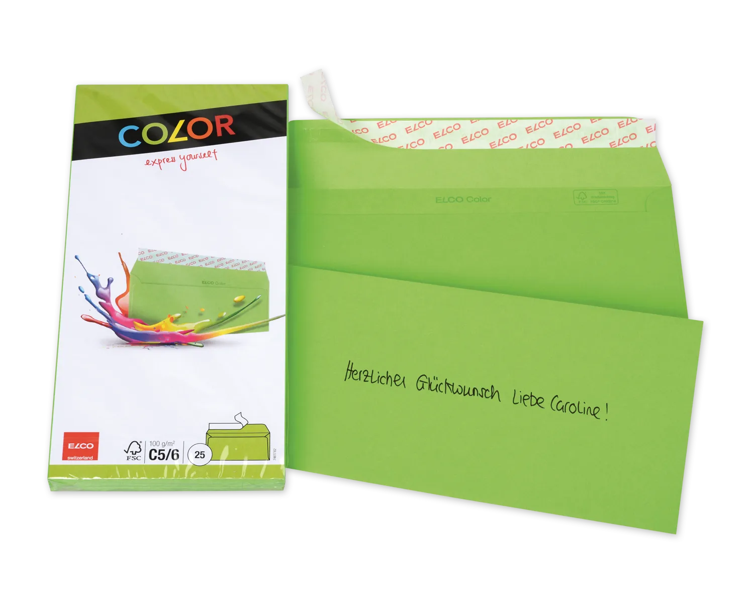 Couvert, ELCO Color, C5/6, ohne Fenster, Haftklebeverschluss, 100g/m2, intensivgr&uuml;n