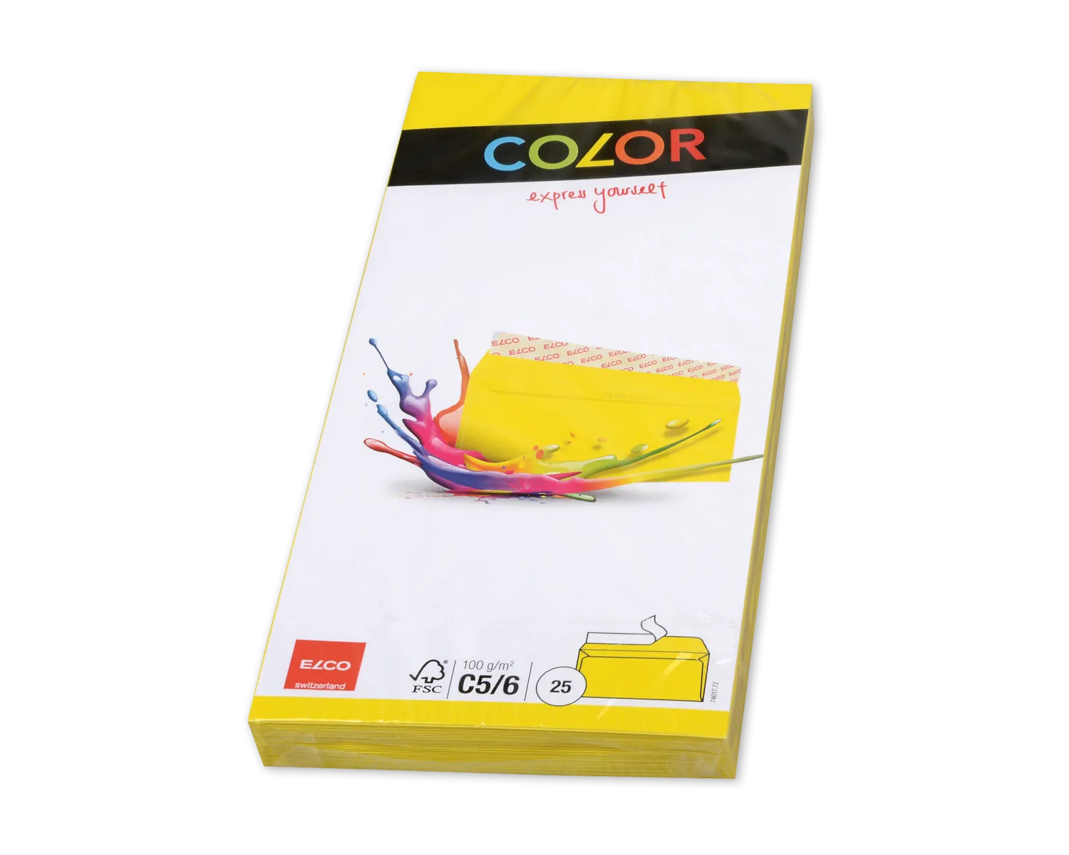 Enveloppe, ELCO Color, C5/6, Sans fen&ecirc;tre, Fermeture auto-adh&eacute;sive, 100g/m2, jaune intense