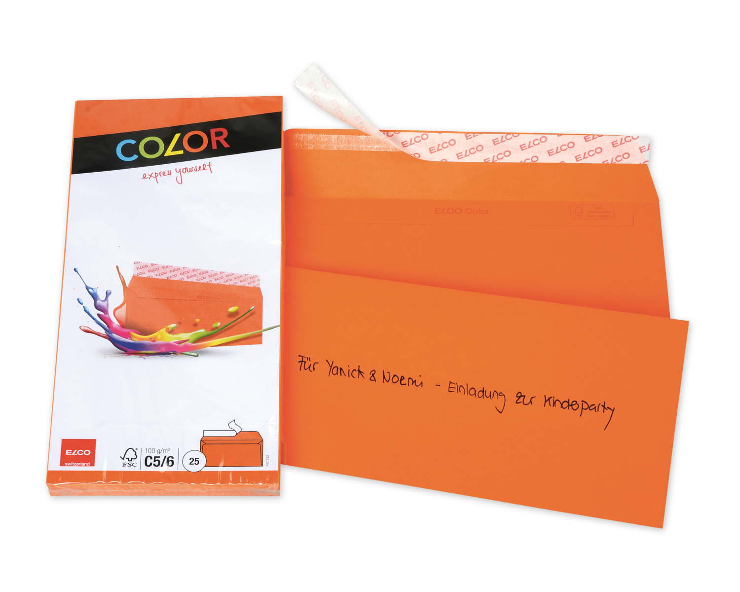 Image of Couvert, ELCO Color, C5/6, ohne Fenster, Haftklebeverschluss, 100g/m2, orange