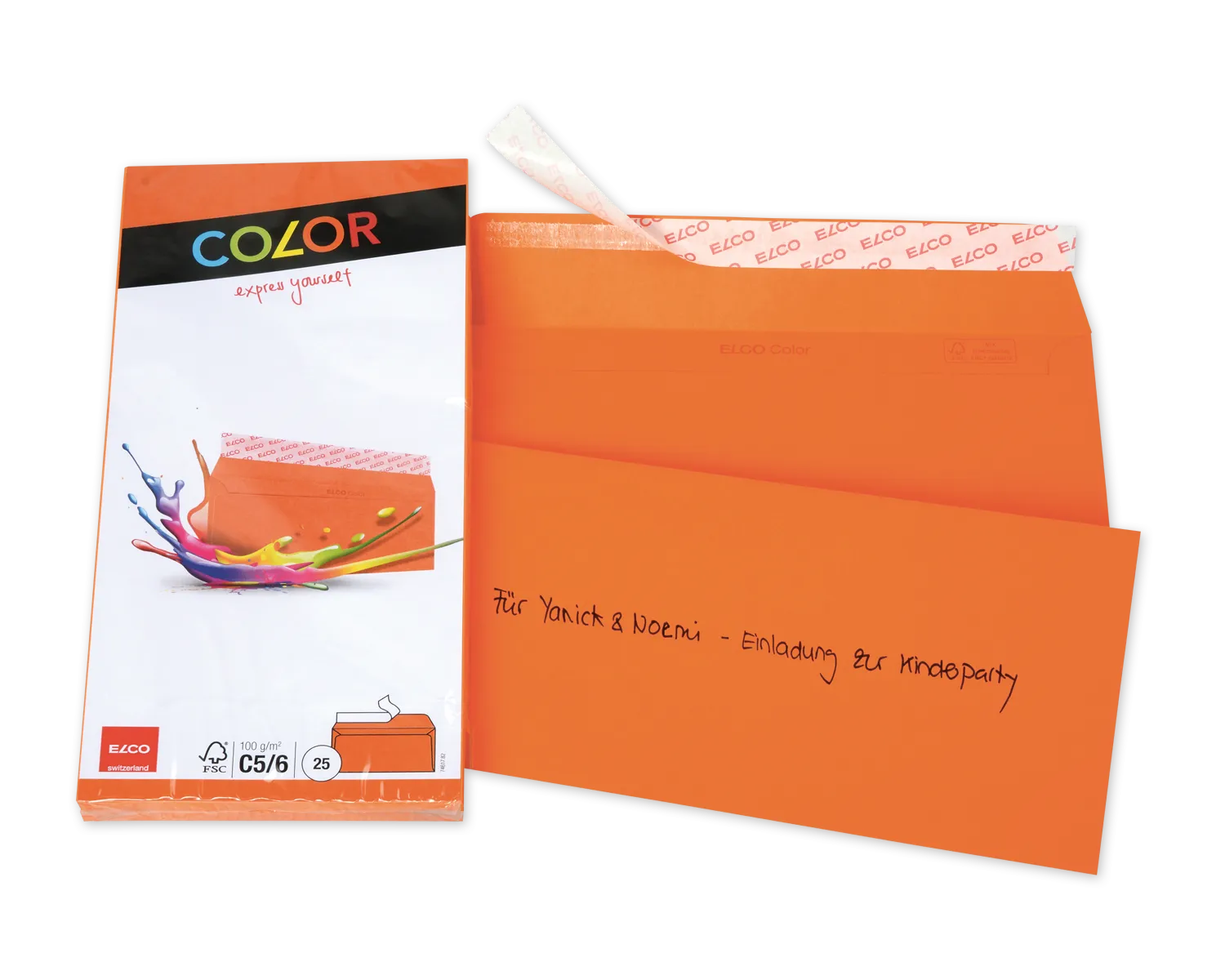 Enveloppe, ELCO Color, C5/6, Sans fen&ecirc;tre, Fermeture auto-adh&eacute;sive, 100g/m2, orange