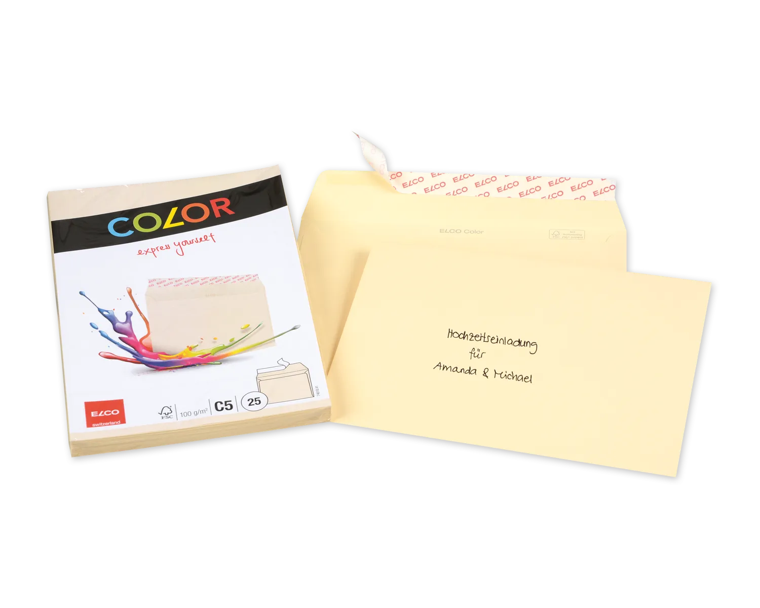 Enveloppe, ELCO Color, C5, Sans fen&ecirc;tre, Fermeture auto-adh&eacute;sive, 100g/m2, chamois clair