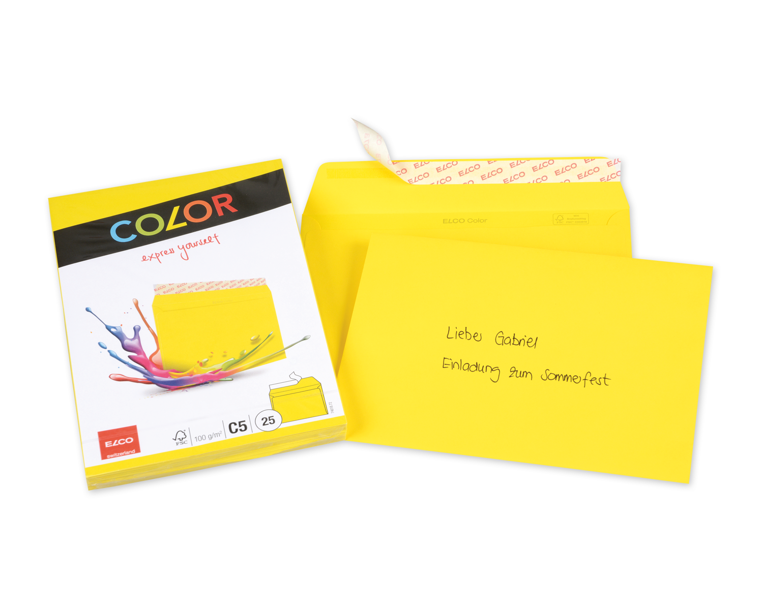 Image of Couvert, ELCO Color, C5, ohne Fenster, Haftklebeverschluss, 100g/m2, intensivgelb