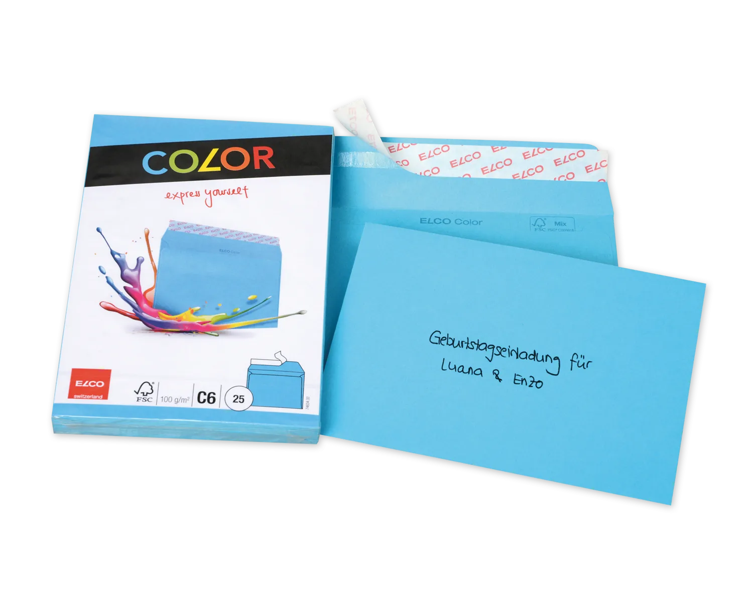 Enveloppe, ELCO Color, C6, Sans fen&ecirc;tre, Fermeture auto-adh&eacute;sive, 100g/m2, bleu intense