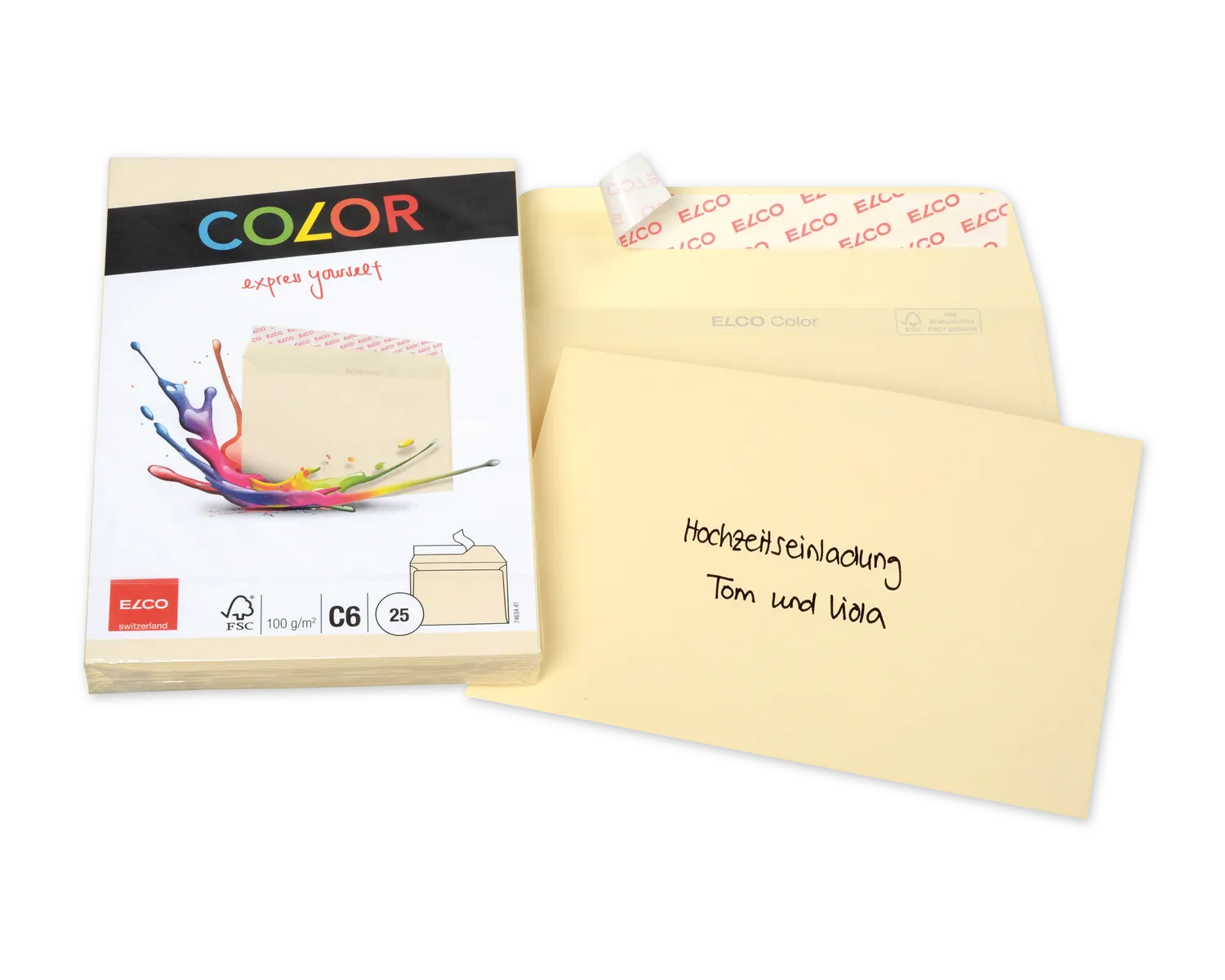 Enveloppe, ELCO Color, C6, Sans fen&ecirc;tre, Fermeture auto-adh&eacute;sive, 100g/m2, chamois clair