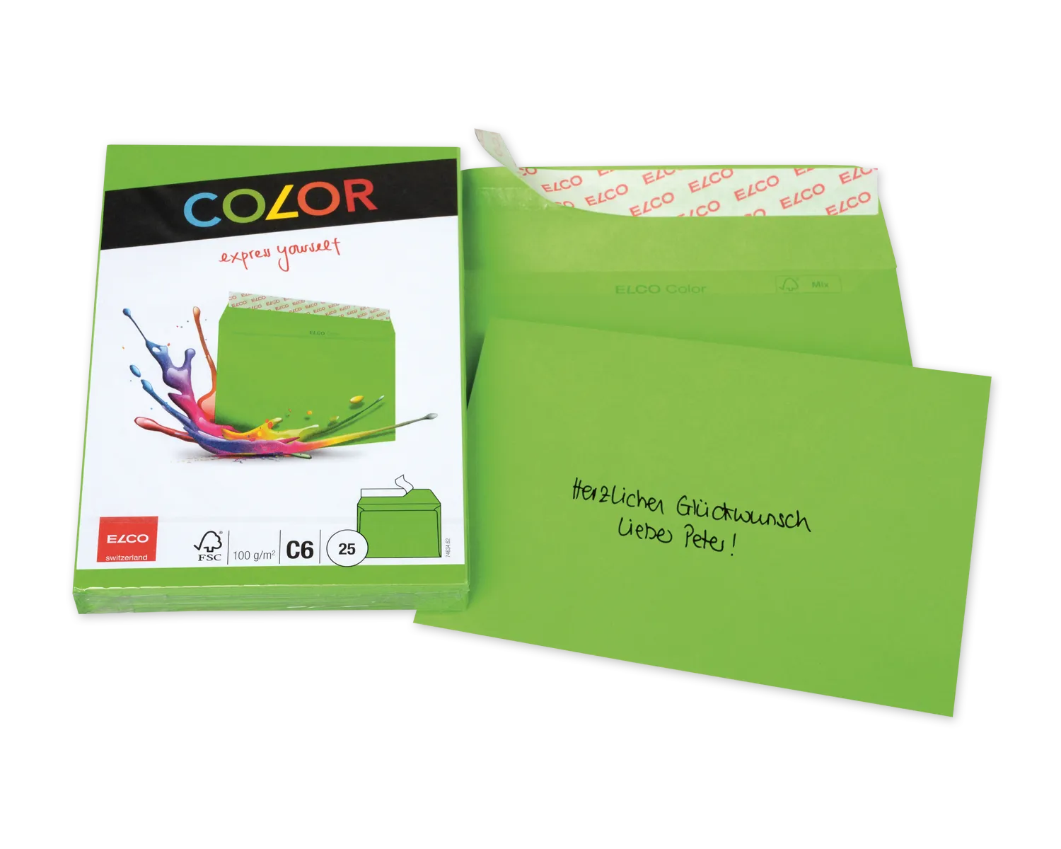 Enveloppe, ELCO Color, C6, Sans fen&ecirc;tre, Fermeture auto-adh&eacute;sive, 100g/m2, vert intense