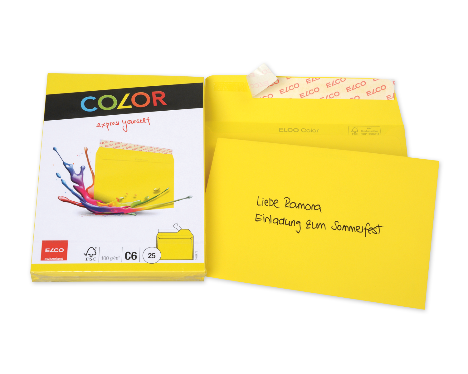 Image of Couvert, ELCO Color, C6, ohne Fenster, Haftklebeverschluss, 100g/m2, intensivgelb