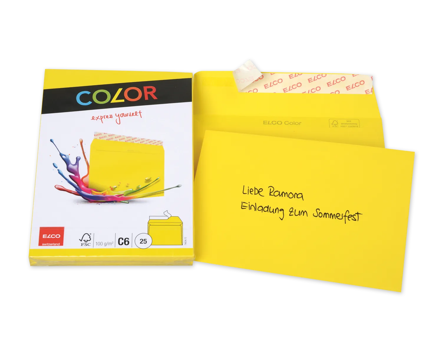 Couvert, ELCO Color, C6, ohne Fenster, Haftklebeverschluss, 100g/m2, intensivgelb