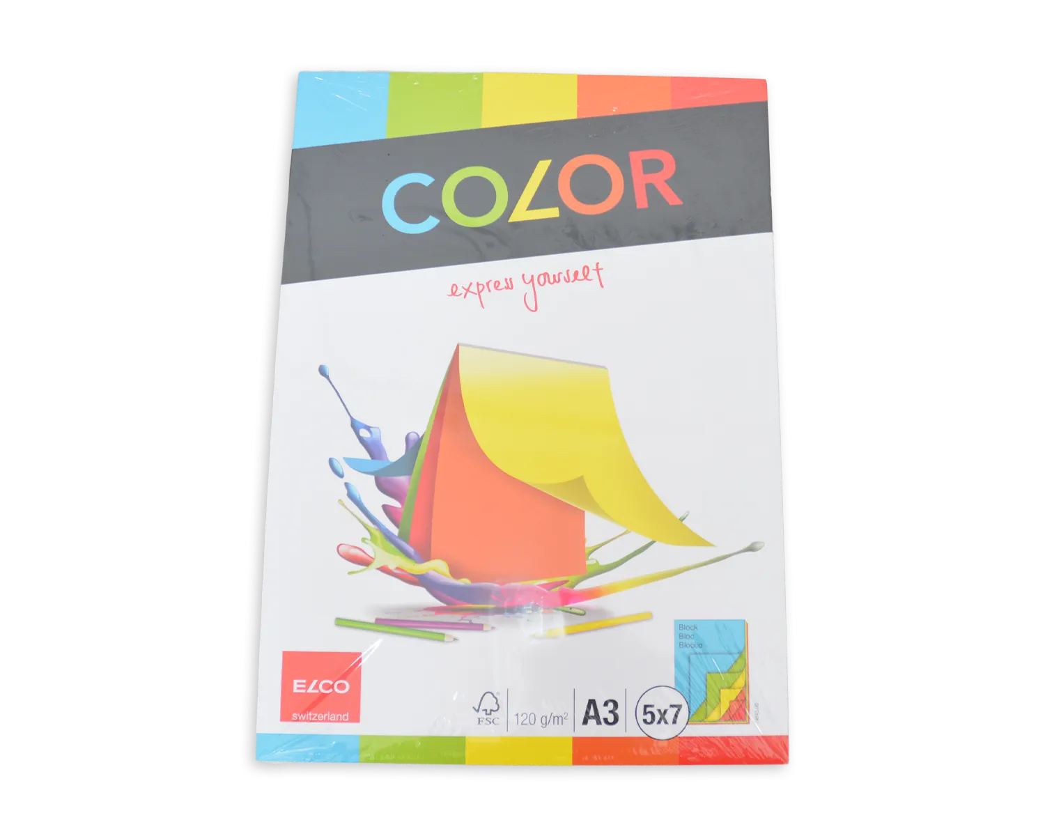 Bloc &agrave; dessin, ELCO Color, A3, 120g/m2, assorti