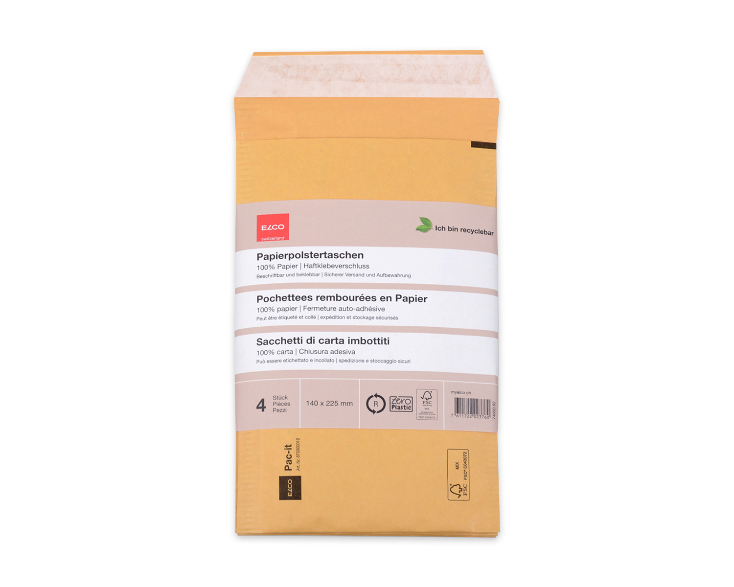 Image of ELCO Ecosafe, 140 x 225 mm, Haftklebeverschluss, 100g/m2, braun