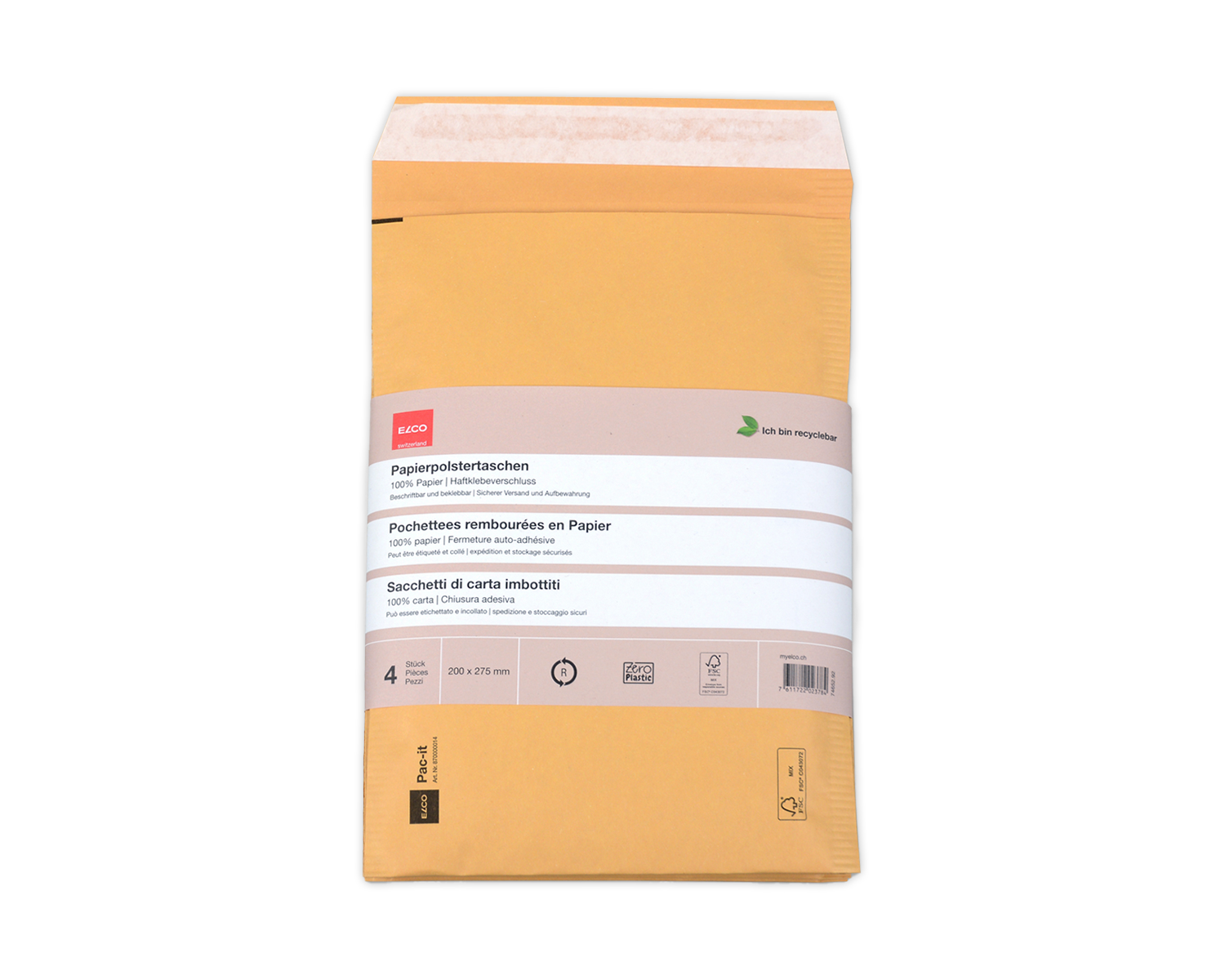 Image of ELCO Ecosafe, 200 x 275 mm, Haftklebeverschluss, 100g/m2, braun