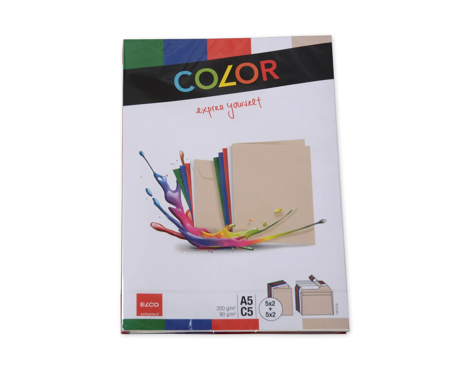 Set Couvert + Karten, ELCO Color, A5 + C5, ohne Fenster, Haftklebeverschluss, 90 + 200g/m2, assortiert