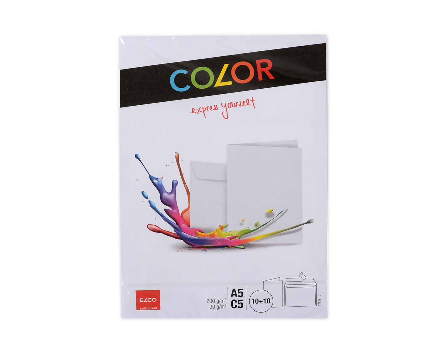 Enveloppes + cartes de correspondance sets, ELCO Color, A5 + C5, Sans fenêtre, Fermeture auto-adhésive, 90 + 200g/m2, blanc