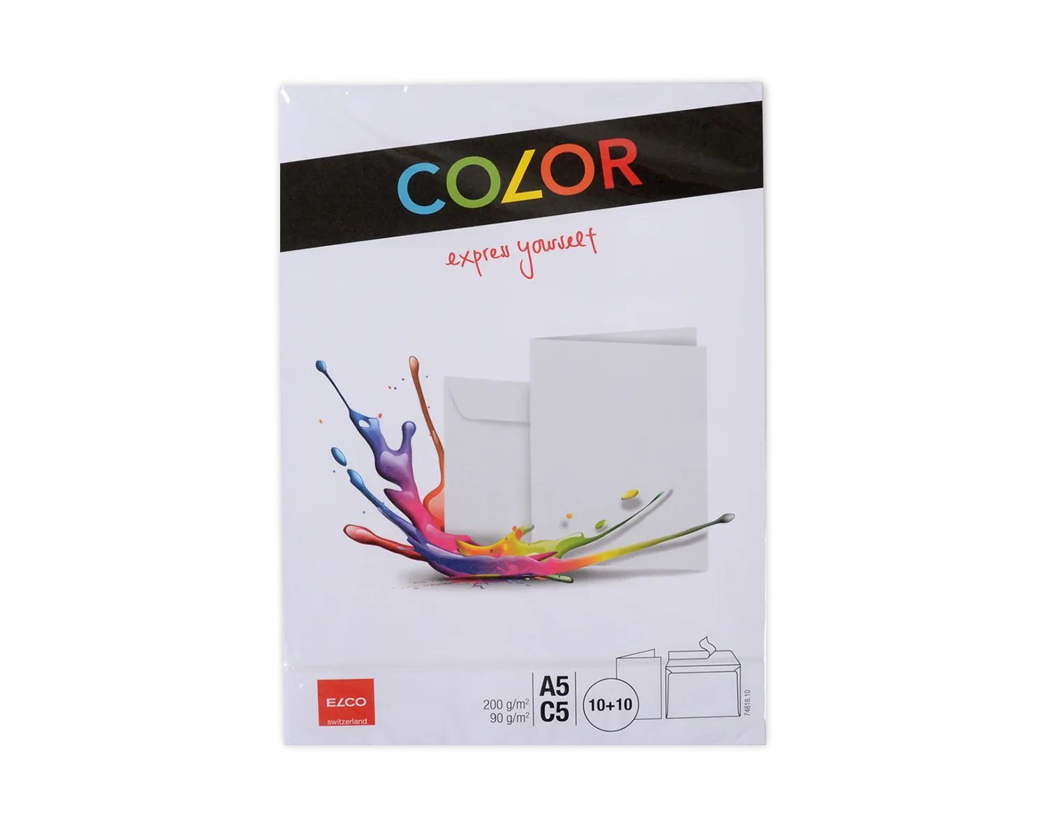 Set Couvert + Karten, ELCO Color, A5 + C5, ohne Fenster, Haftklebeverschluss, 90 + 200g/m2, weiss