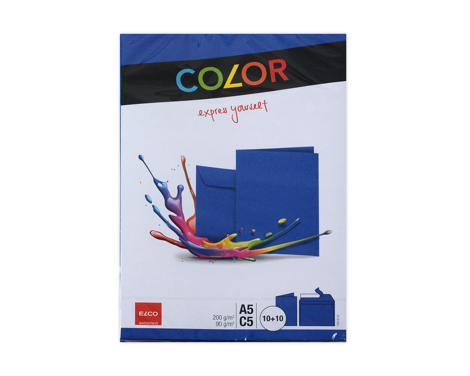 Enveloppes + cartes de correspondance sets, ELCO Color, A5 + C5, Sans fenêtre, Fermeture auto-adhésive, 90 + 200g/m2, bleu