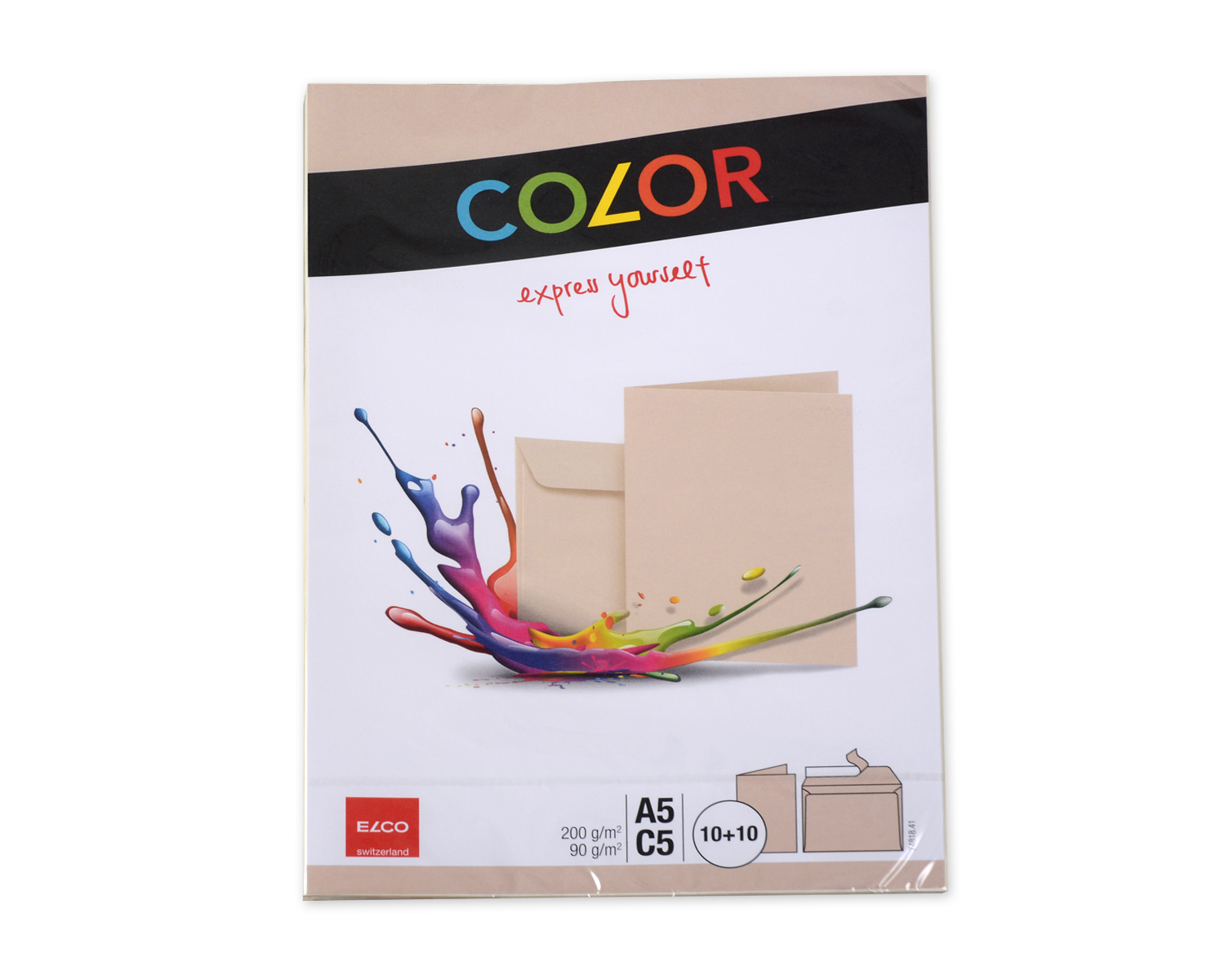 Enveloppes + cartes de correspondance sets, ELCO Color, A5 + C5, Sans fenêtre, Fermeture auto-adhésive, 90 + 200g/m2, chamois