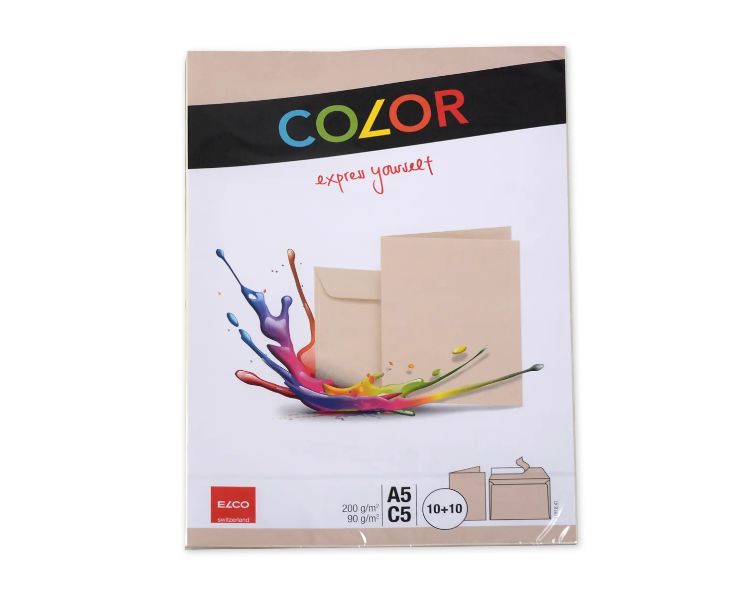 Set Couvert + Karten, ELCO Color, A5 + C5, ohne Fenster, Haftklebeverschluss, 90 + 200g/m2, chamois