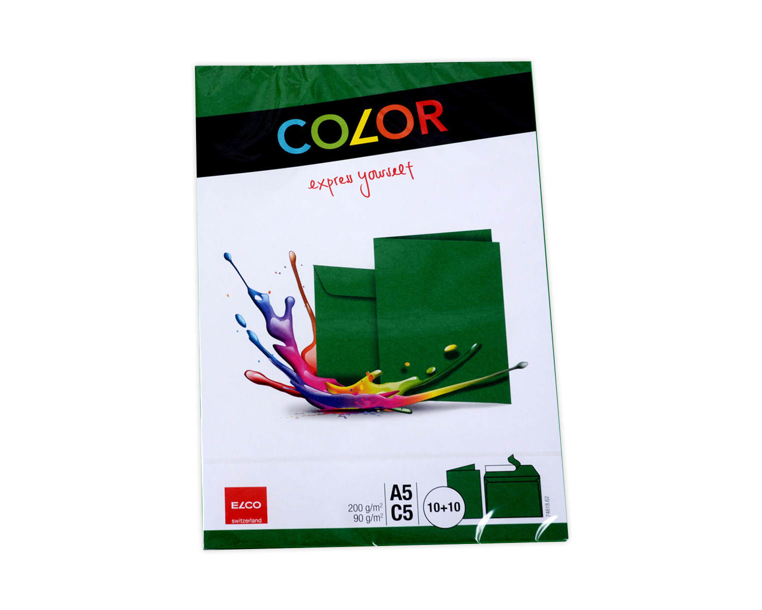Enveloppes + cartes de correspondance sets, ELCO Color, A5 + C5, Sans fenêtre, Fermeture auto-adhésive, 90 + 200g/m2, vert