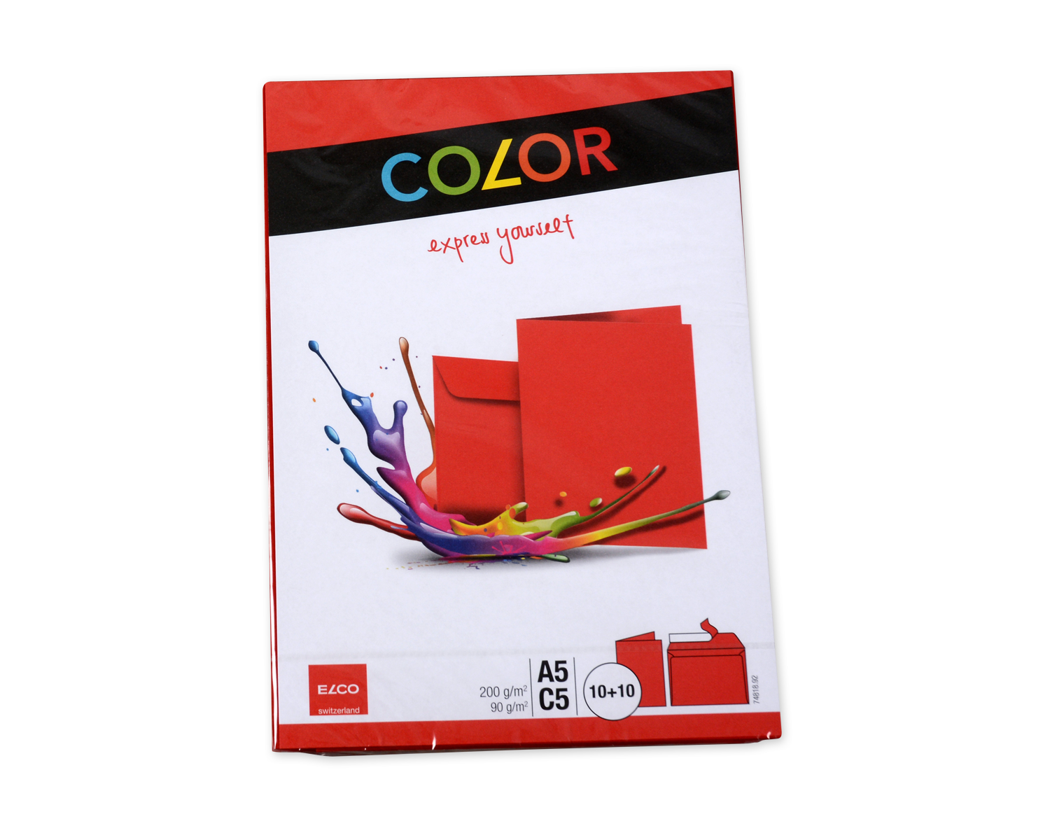 Enveloppes + cartes de correspondance sets, ELCO Color, A5 + C5, Sans fenêtre, Fermeture auto-adhésive, 90 + 200g/m2, rouge