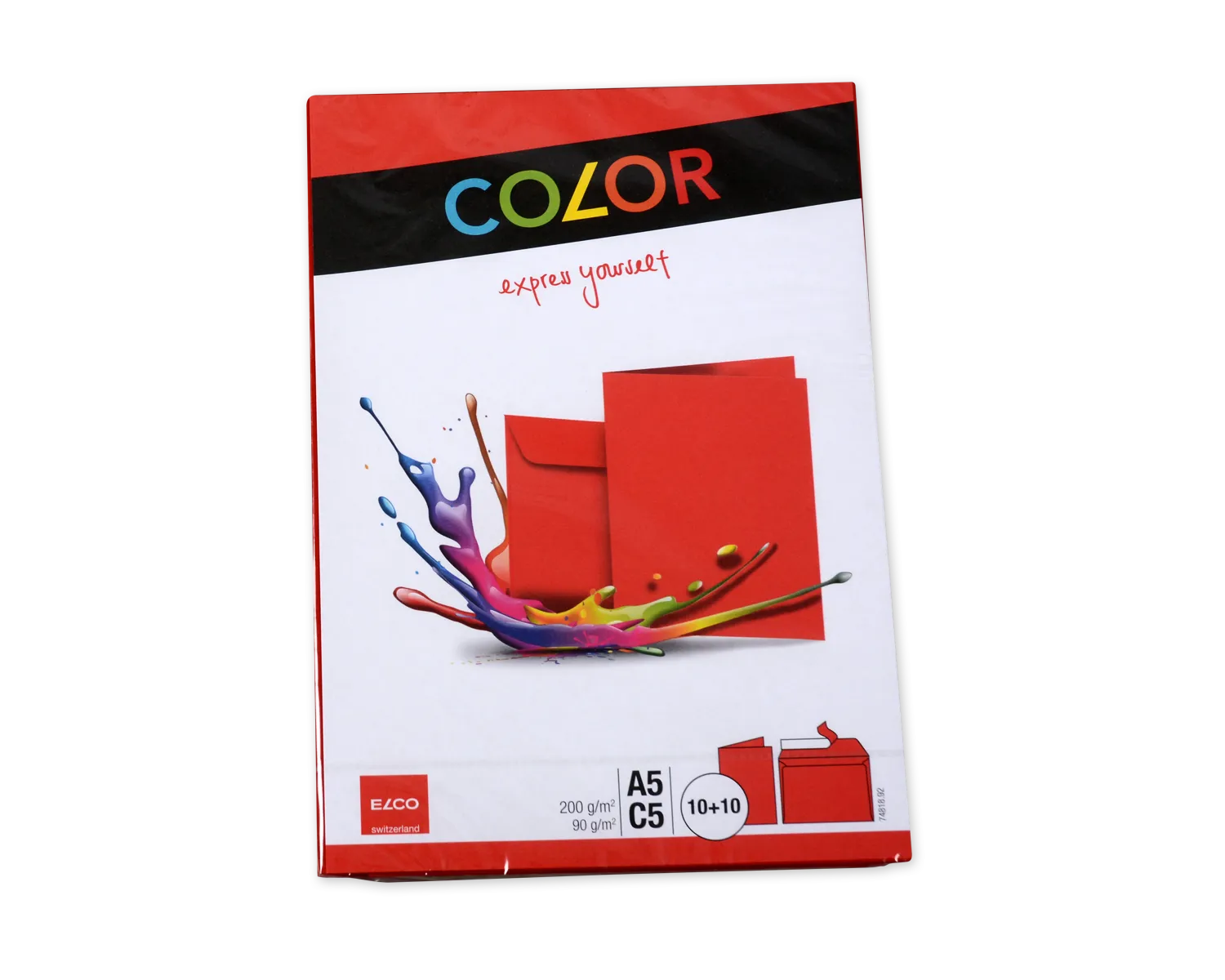 Set Couvert + Karten, ELCO Color, A5 + C5, ohne Fenster, Haftklebeverschluss, 90 + 200g/m2, rot