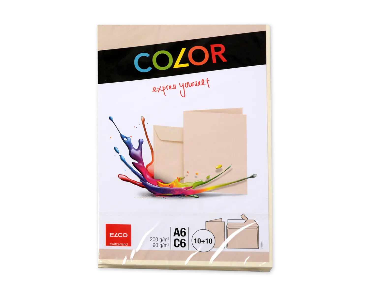 Set Couvert + Karten, ELCO Color, A6 + C6, ohne Fenster, Haftklebeverschluss, 90 + 200g/m2, hellchamois