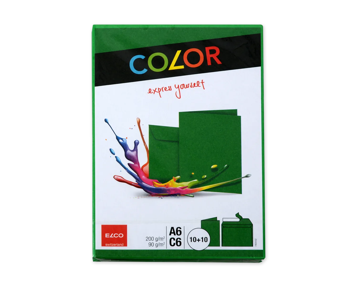 Set Couvert + Karten, ELCO Color, A6 + C6, ohne Fenster, Haftklebeverschluss, 90 + 200g/m2, grün