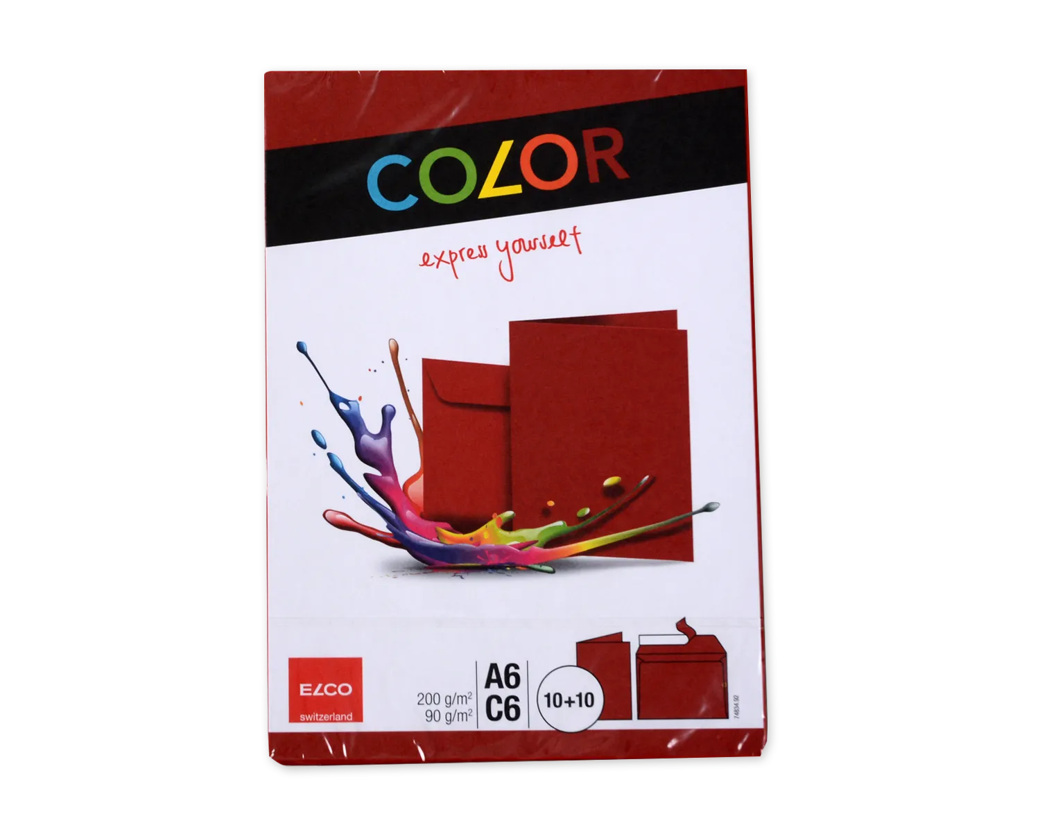 Set Couvert + Karten, ELCO Color, A6 + C6, ohne Fenster, Haftklebeverschluss, 90 + 200g/m2, rot