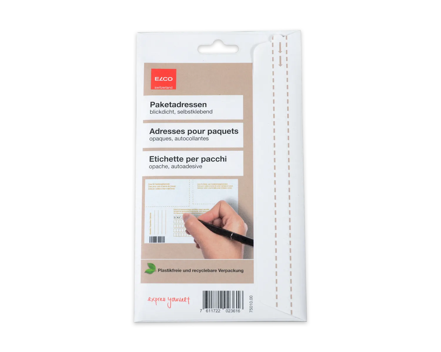 Adresse du paquet, ELCO, 148 x 105 mm, blanc