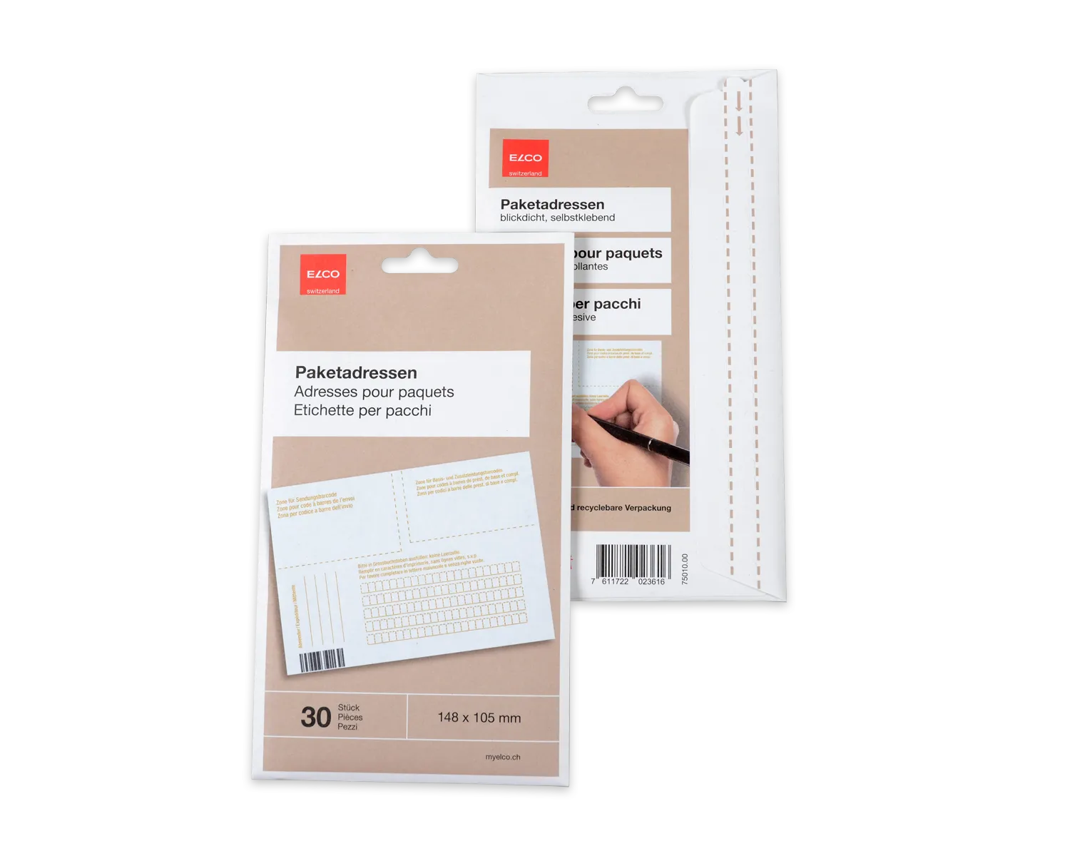 Adresse du paquet, ELCO, 148 x 105 mm, blanc