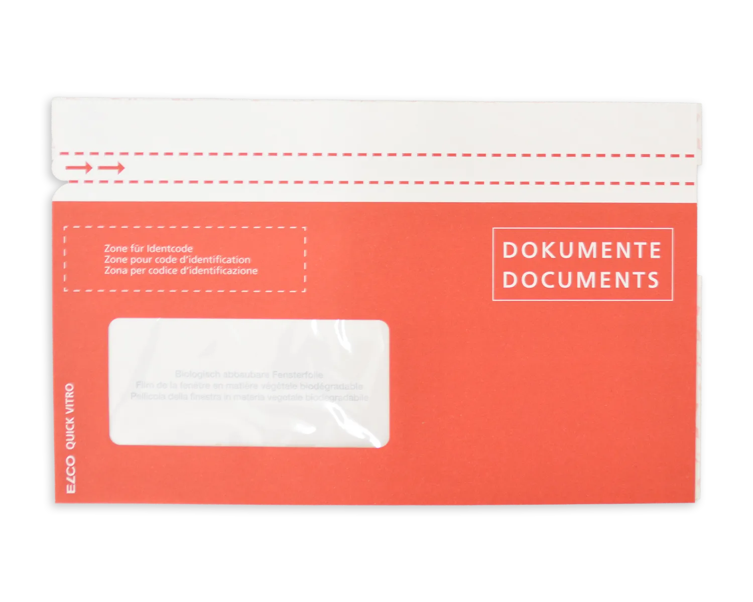Porte-documents, ELCO Quick Vitro, C5/6, Fen&ecirc;tre recto gauche, Fermeture auto-adh&eacute;sive, 110g/m2, rouge