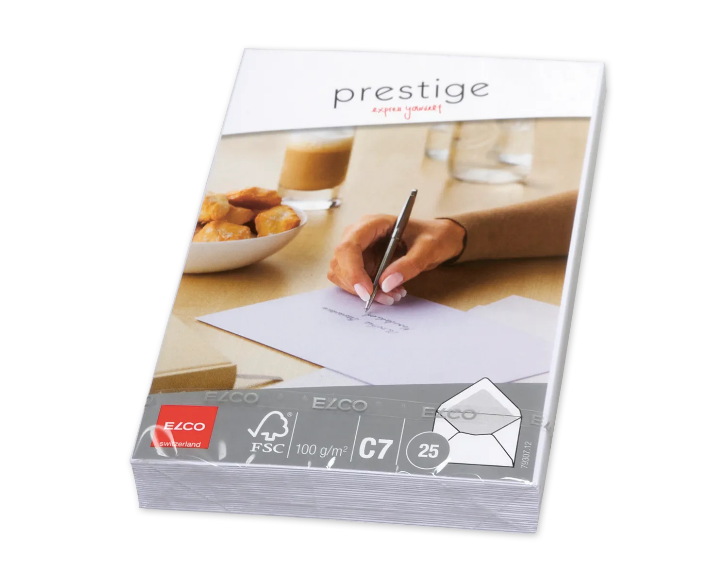 Couvert, ELCO Prestige, C7, ohne Fenster, Nassklebeverschluss, 100g/m2, weiss