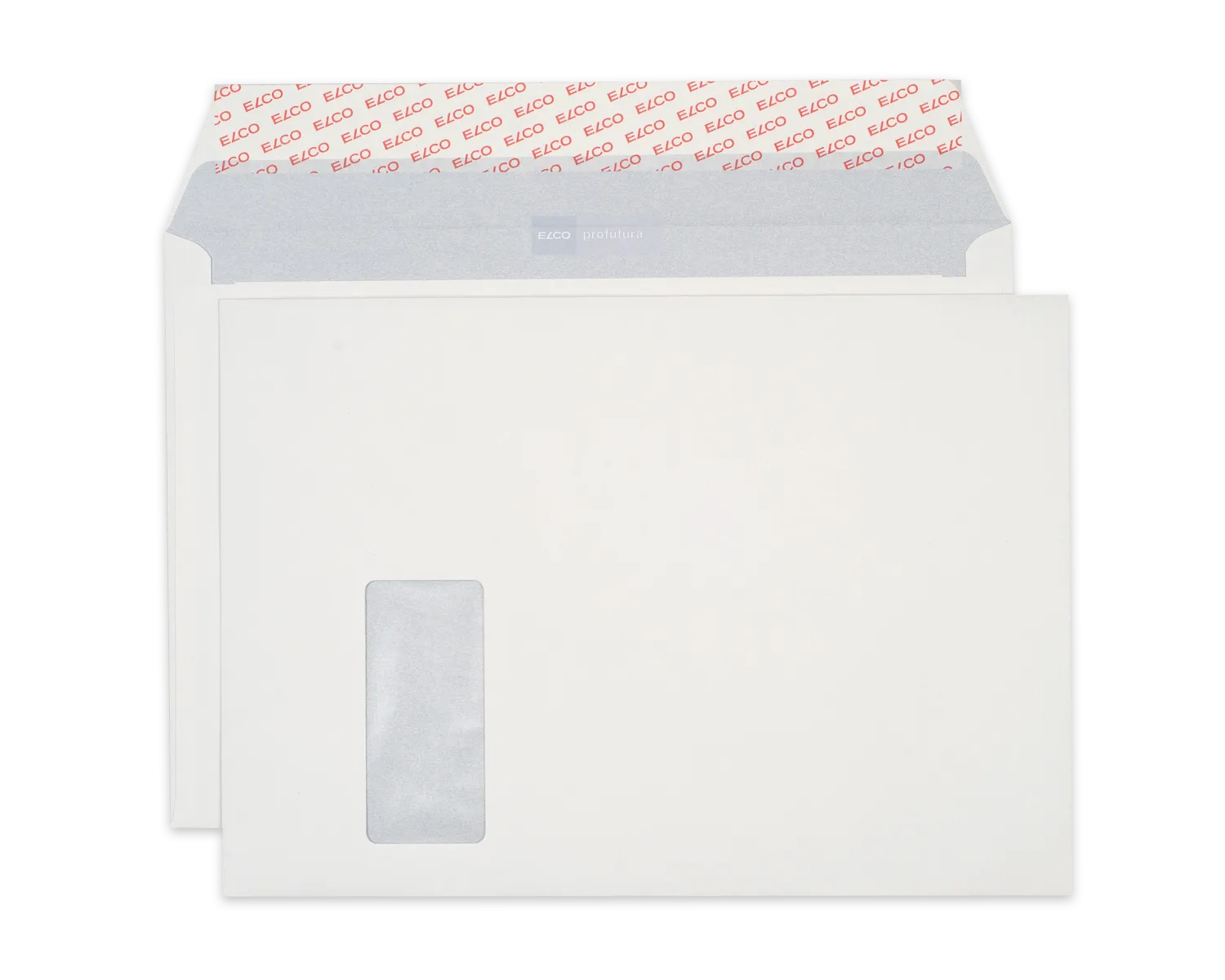 Couvert, ELCO Profutura, C4, Fenster Vorderseite links, Haftklebeverschluss, 120g/m2, naturweiss