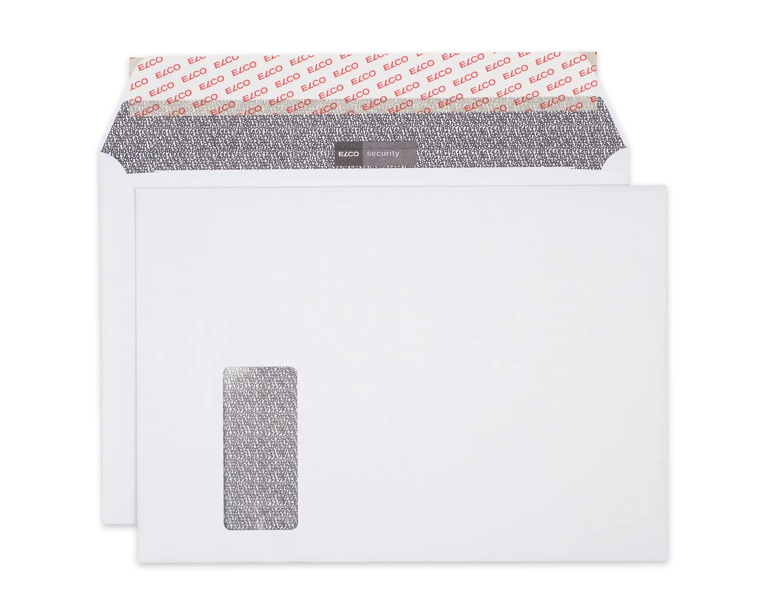 Couvert, ELCO Security, C4, Fenster Vorderseite links, Haftklebeverschluss, 120g/m2, weiss
