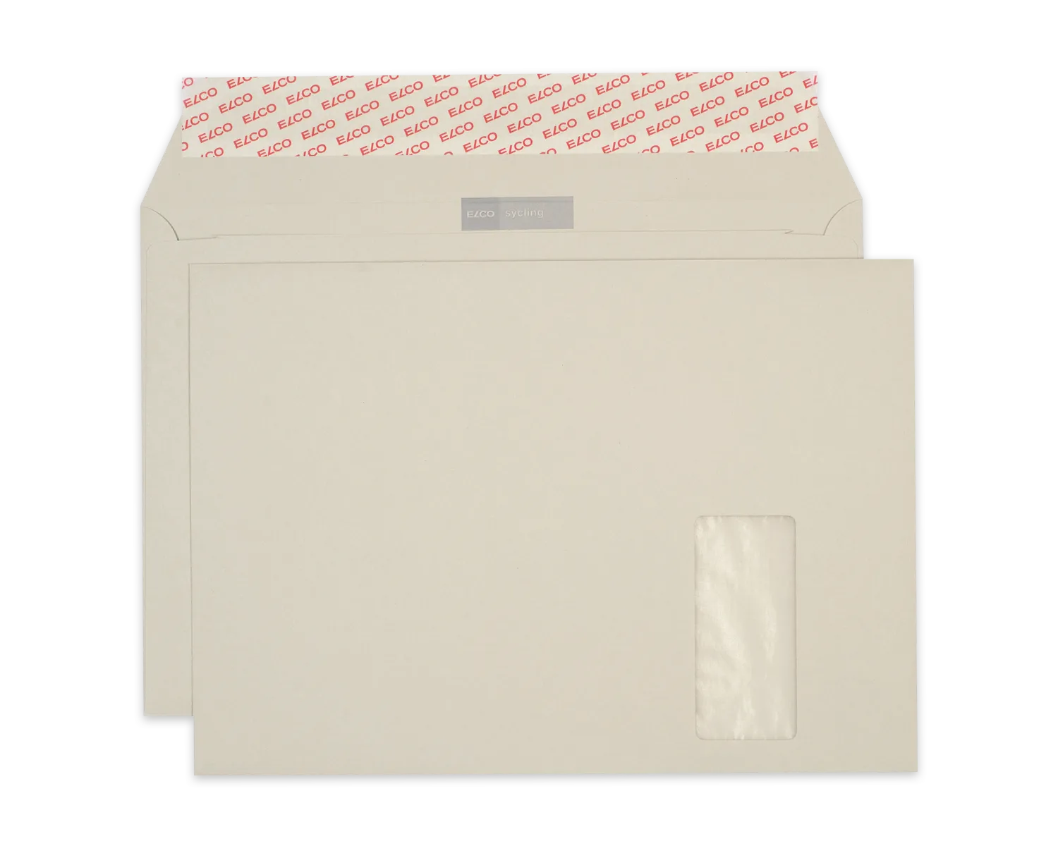 Couvert, ELCO Sycling, C4, Fenster Vorderseite rechts, Haftklebeverschluss, 120g/m2, grau