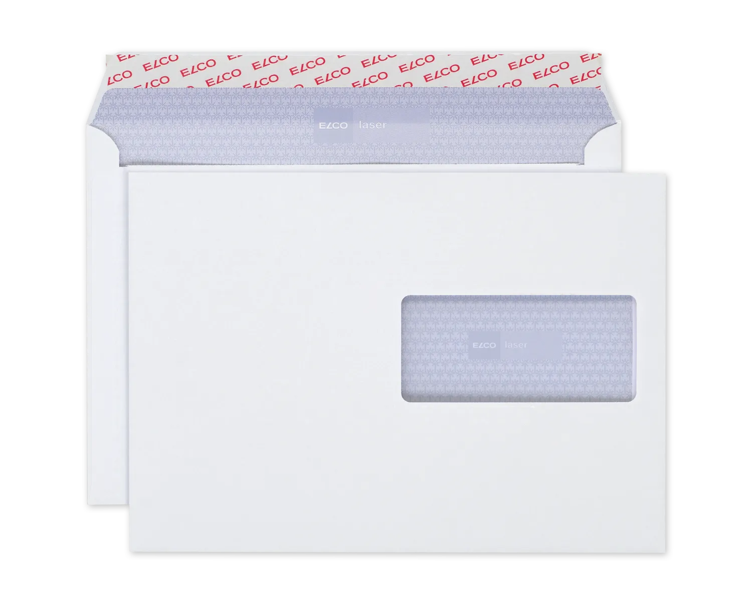 Couvert, ELCO Laser, C5, Fenster Vorderseite rechts, Haftklebeverschluss, 100g/m2, weiss