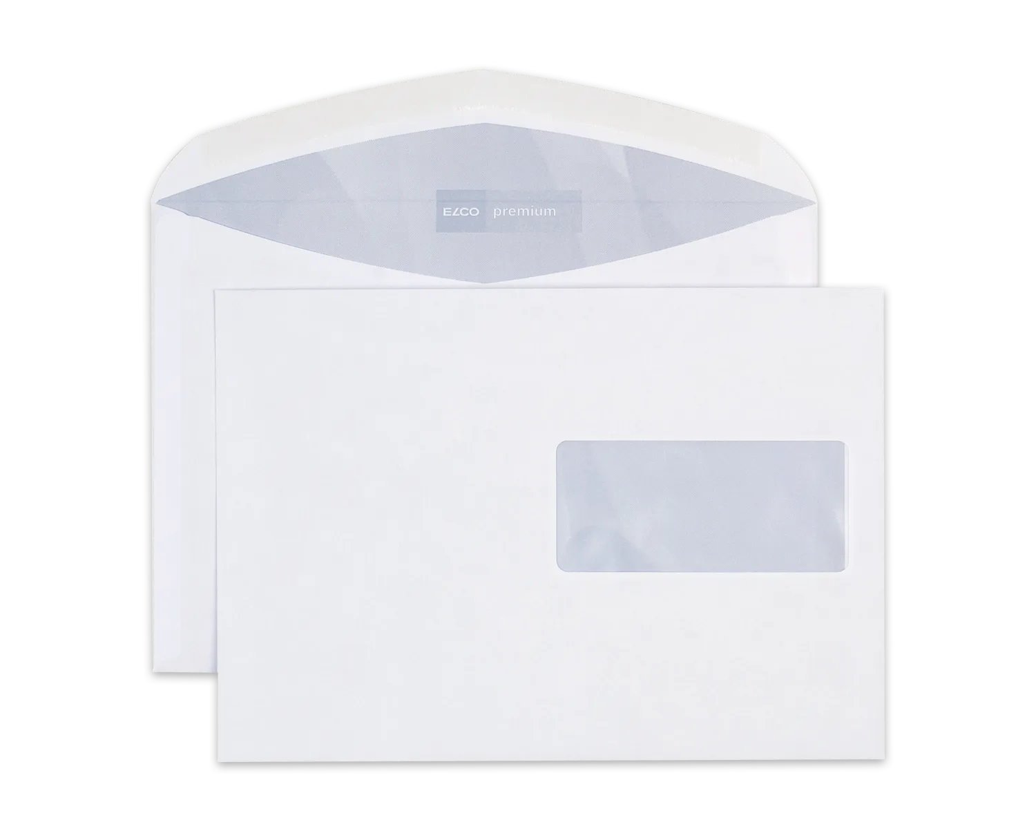 Couvert, ELCO Premium, C5, Fenster Vorderseite rechts, Nassklebeverschluss, 80g/m2, weiss
