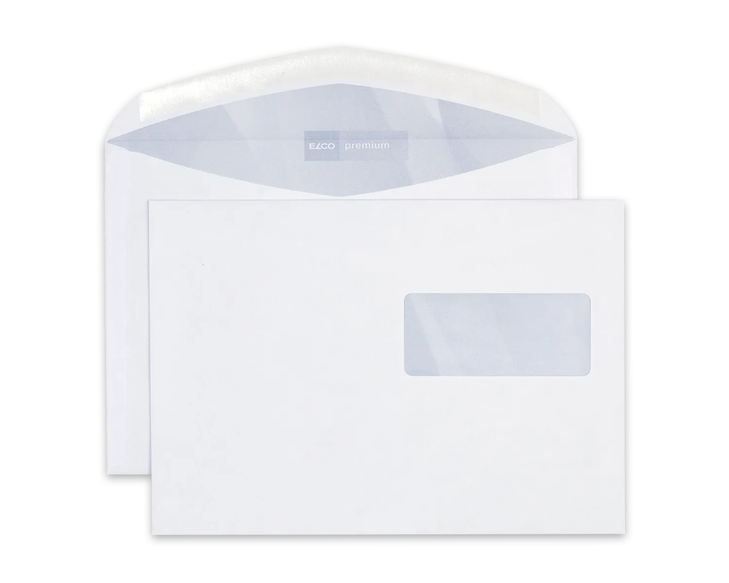 Couvert, ELCO Premium, C5, Fenster Vorderseite rechts, Nassklebeverschluss, 80g/m2, weiss