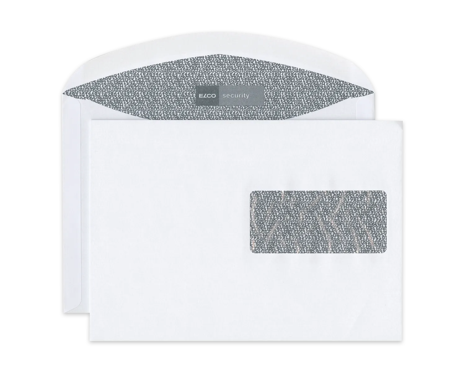 Couvert, ELCO Security, C5, Fenster Vorderseite rechts, Nassklebeverschluss, 100g/m2, weiss