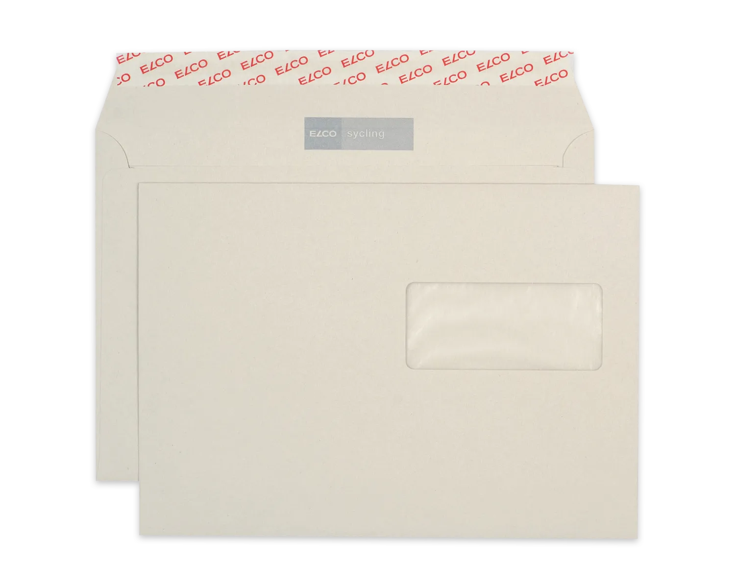 Couvert, ELCO Sycling, C5, Fenster Vorderseite rechts, Haftklebeverschluss, 100g/m2, grau