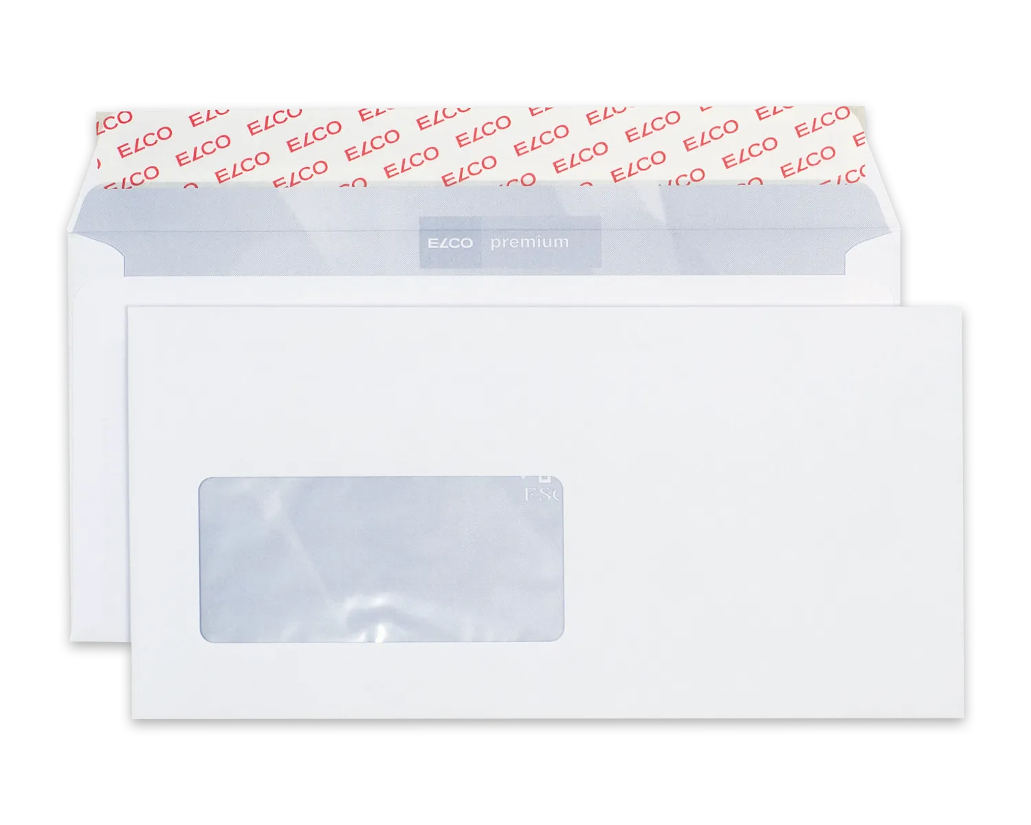 Couvert, ELCO Premium, C5/6, Fenster Vorderseite links, Haftklebeverschluss, 100g/m2, weiss